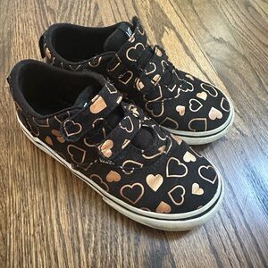 Vans Kids Black and Gold Heart Sneakers